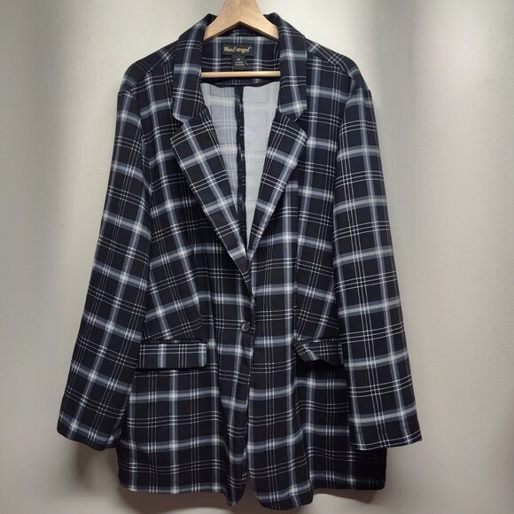 Like An Angel Blazer Jacket Women Plus Size 2X Black Plaid One Button Office - Picture 1 of 7